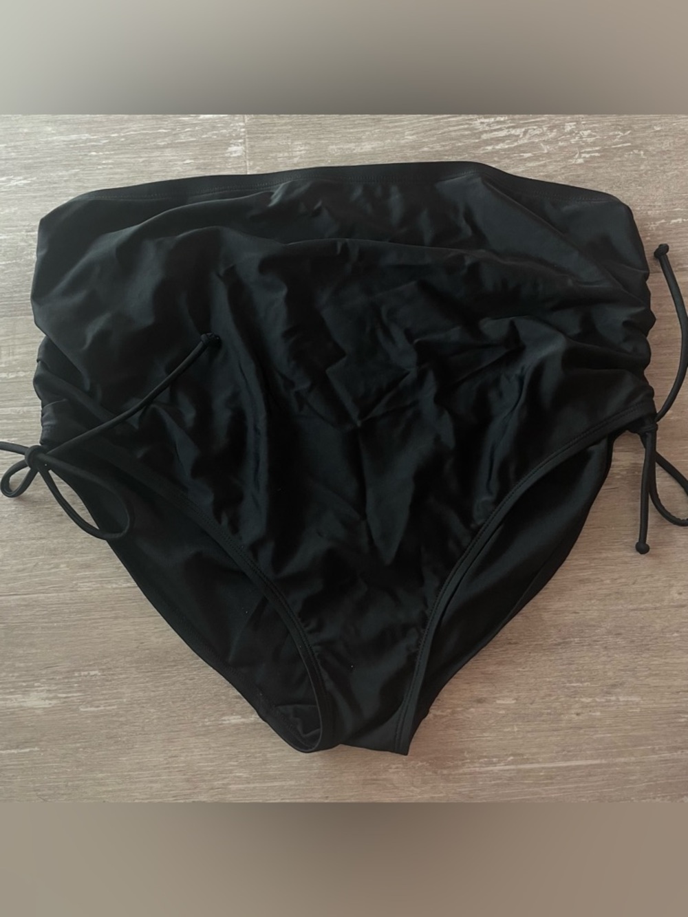 Sz L Isabel Maternity side tie high rise full coverage swim bottom in black